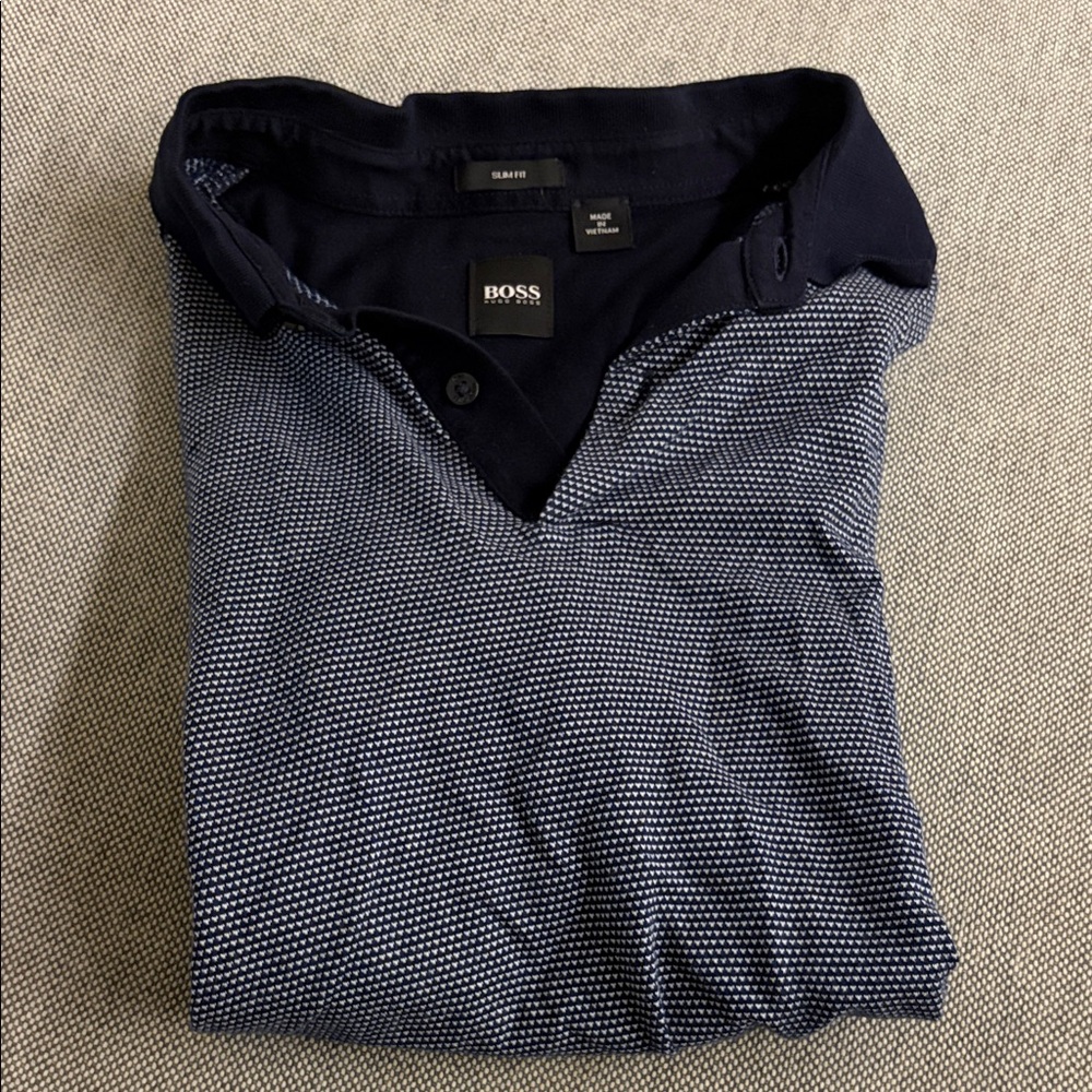 Hugo Boss Blue Textured Polo